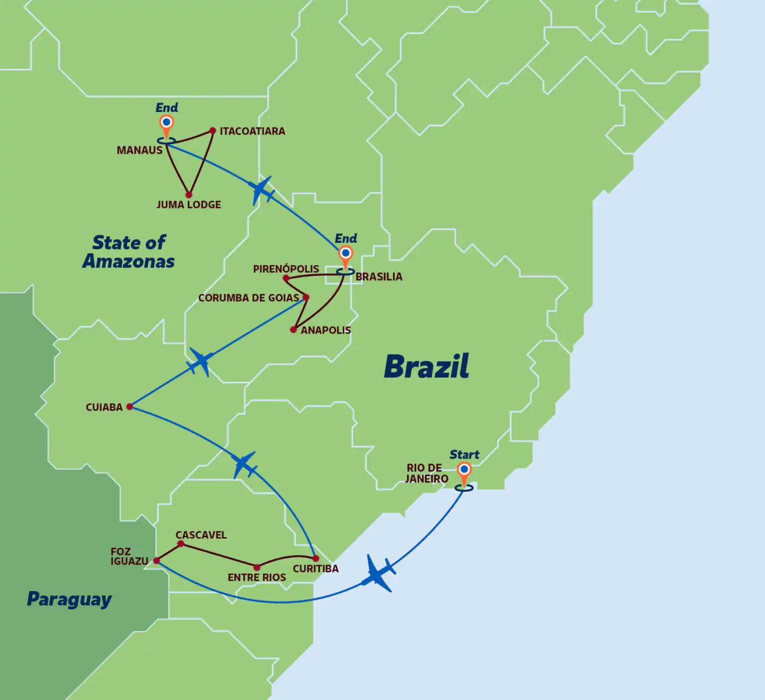 Brazil Farm Tour Map